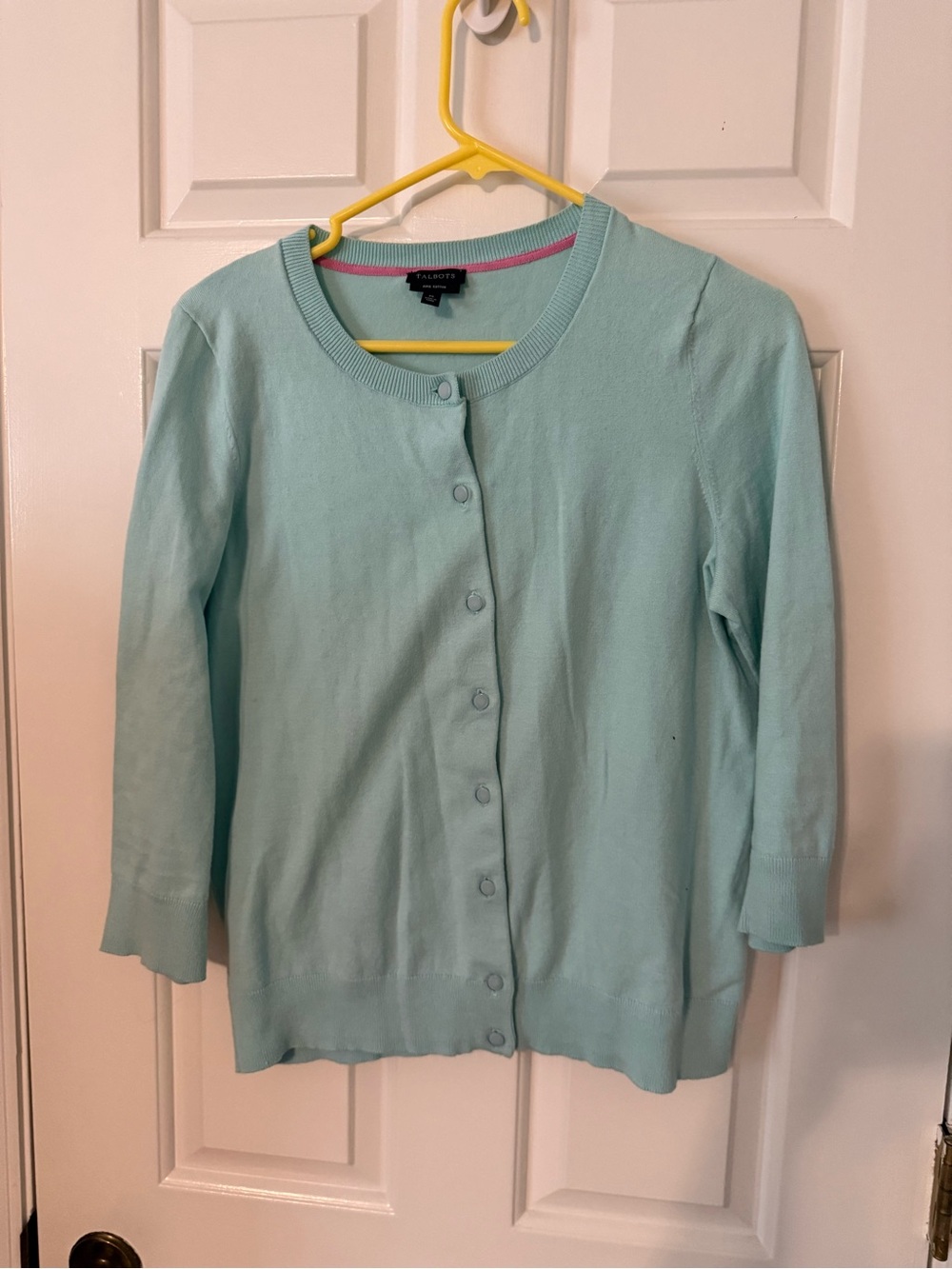 Light Aqua Crewneck Button-Front Sweater